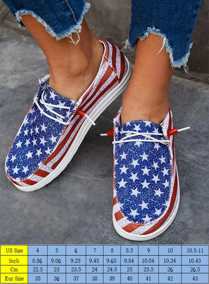 Free Shipping New Arrival Women Soft Slip On Canvas Shoes Women American Flag Printed Shoes