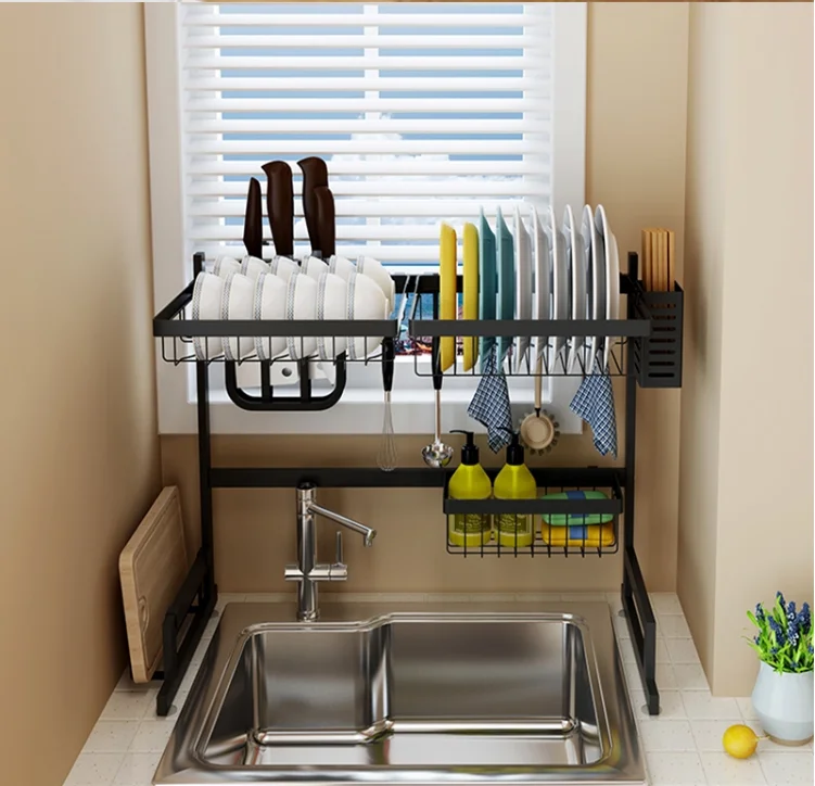 2020 New Arrival Home Kitchen Stainle Steel 201 Chrome Plate 2 Tier Storage Holder Rack