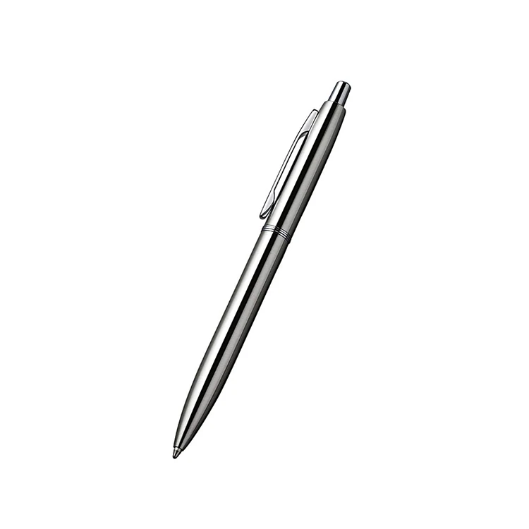 Manufacturers Wholesale Business Metal Press Ballpoint Pen Lettering Logo Stainless Steel Advertising Gift Pen Atomic Pen