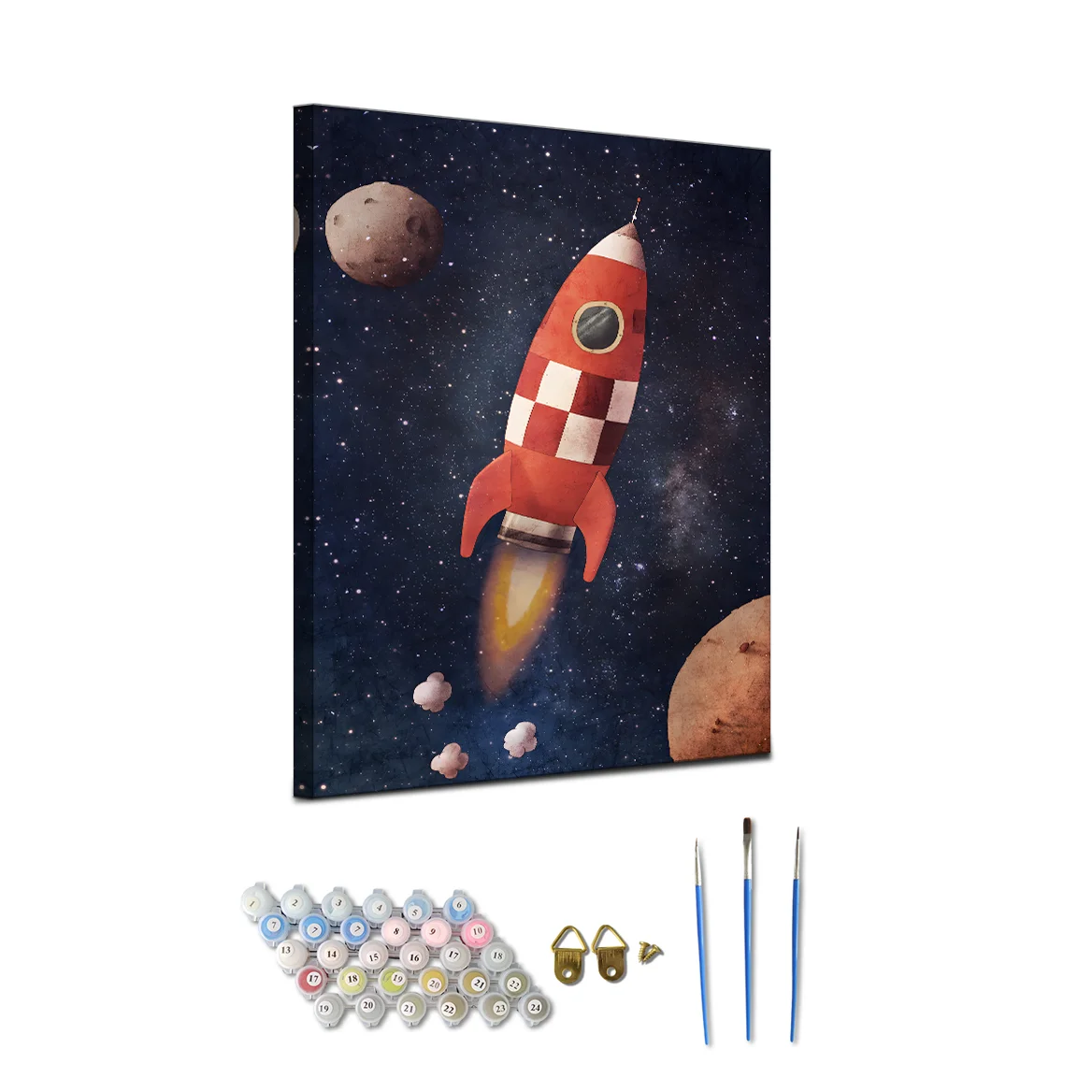 Diy Painting by Numbers pop art painting rocket fly to moon digital painting by numbers for Home Decoration