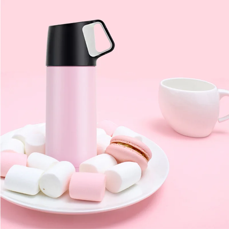 18 Oz Vacuum Flask with Cups Thermos Stainless Steel Water Bottle Bouteille Inox Termo Para Agua Trinkflasche Termos