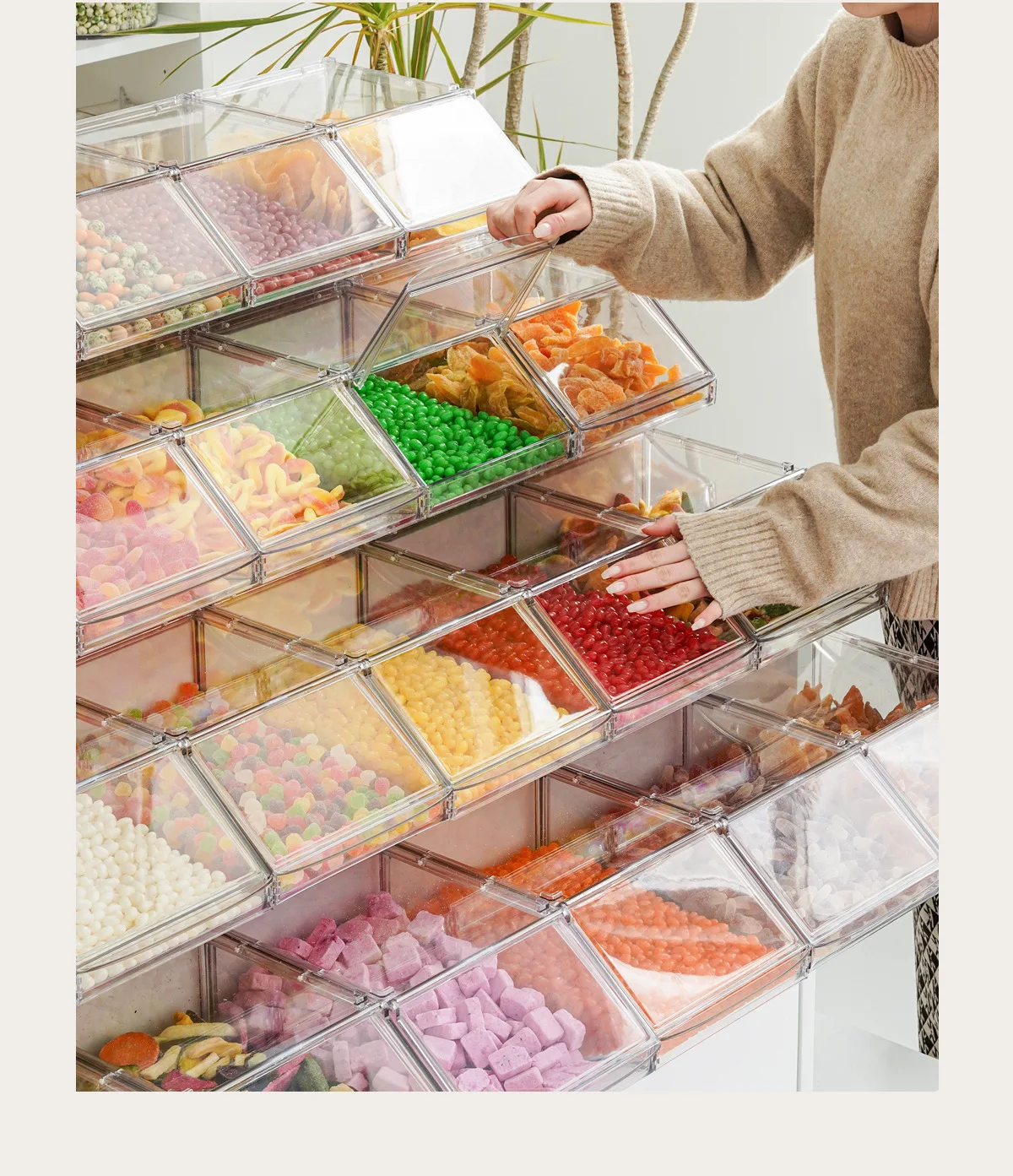 High Quality Bulk Food Container Plastic Pick And Mix Acrylic Candy Box Bin Food Display Storage Boxes