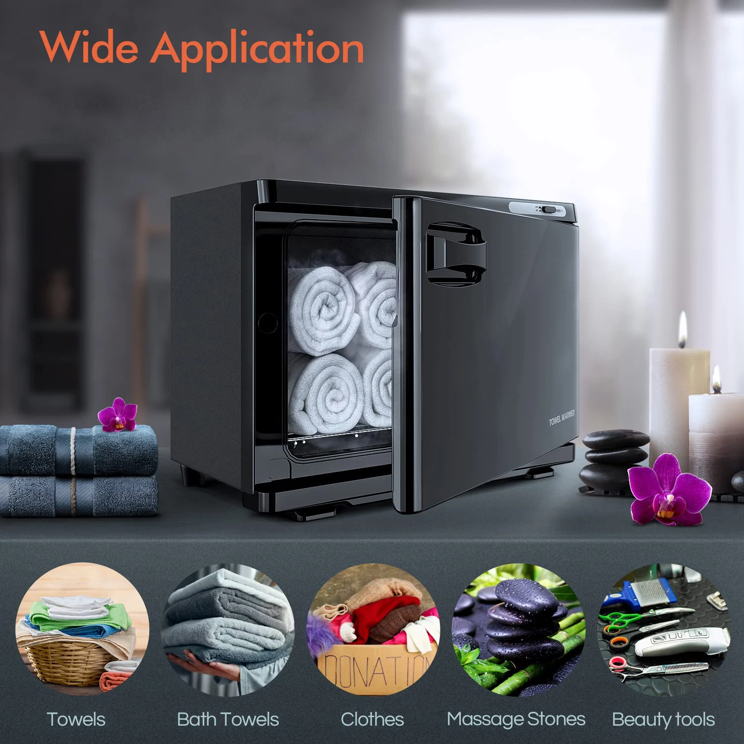 Black Towel Warmer  Machine Electric High Capacity Spa Hot Towel Warmer Cabinet