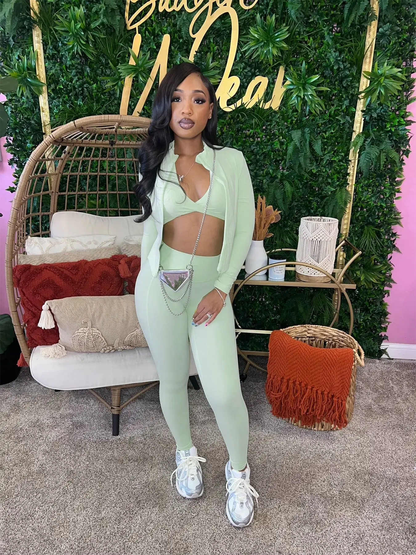 2024 boutique high quality stretchy women 3 piece tracksuit fitness gym yoga pants set