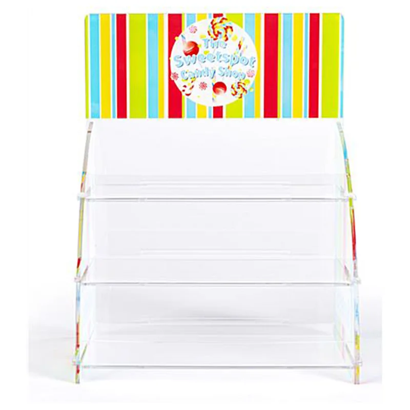 Custom 3 Tiers Clear Countertop Printed Acrylic Display Stand for Wholesale