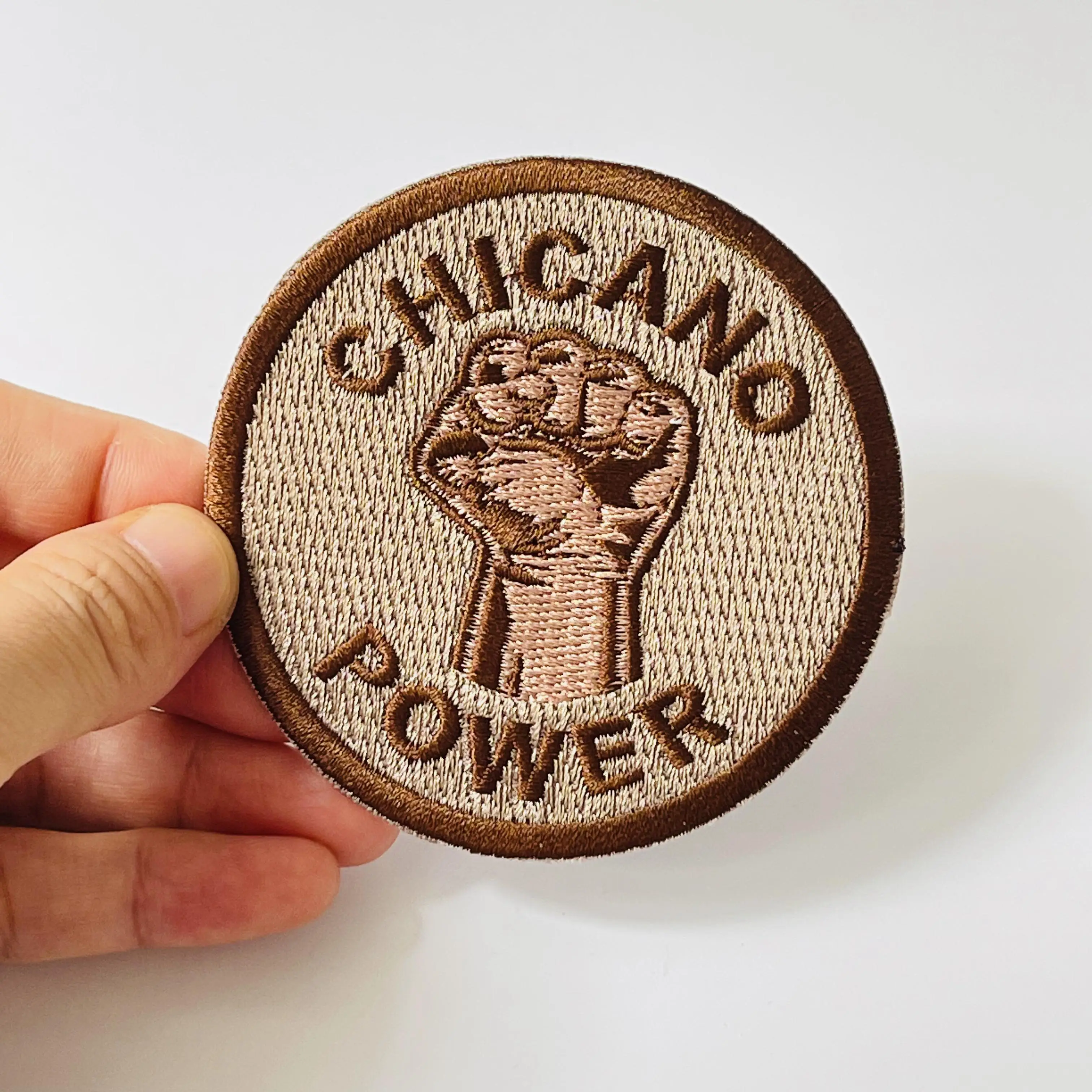 Пользовательский 1960s / 70s мексиканский Американский политический патч «CHICANO POWER» утюжок на липучке