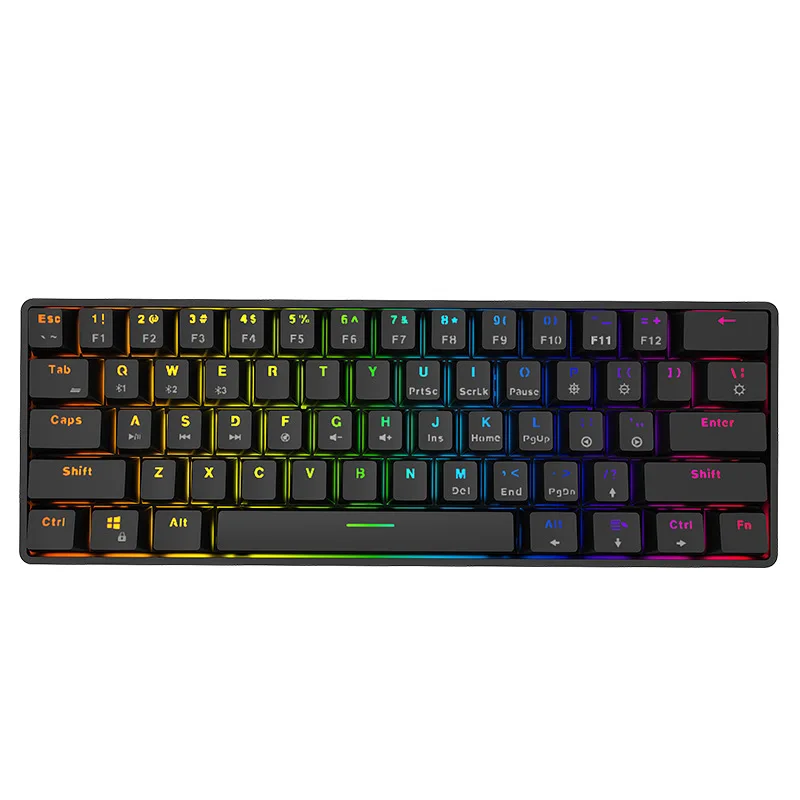 EAOR K28 Dual-mode 61-key BT Mechanical Gaming Keyboard Blue Switch RGB Gaming Keyboard for Desktop PC Laptop