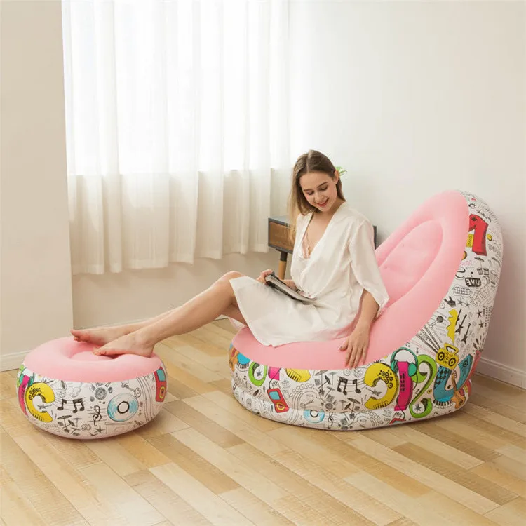 
Indoor Inflatable Sofa Bed Thickened Foldable Sofa Chair Camping Beach Seat for Rest Relax 