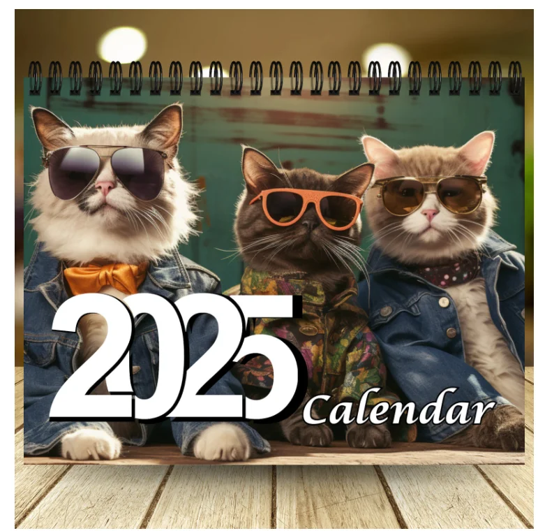 Wholesale 2025 Monthly Wall Calendar with Full Color Custom Design Braille Logo Style Photo Frame Calendar