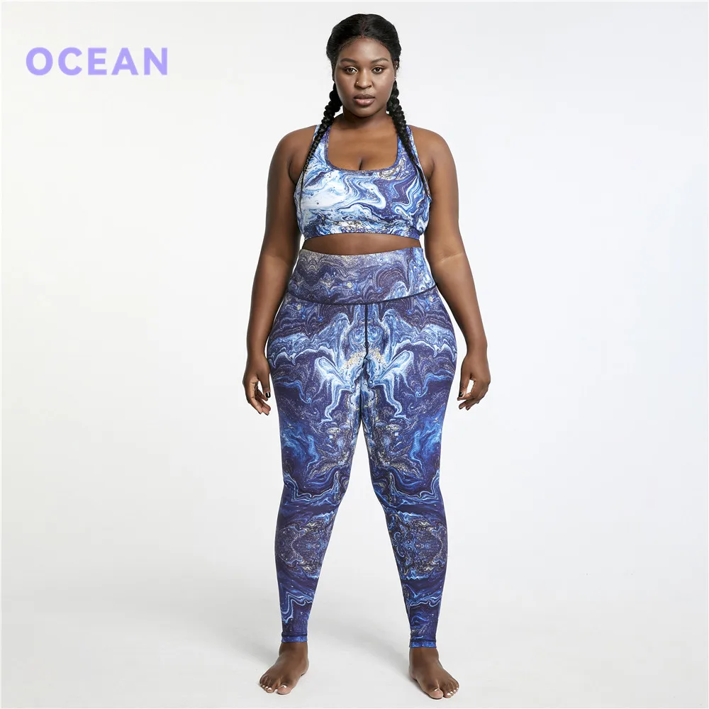 Sky printing on S-5XL plus size lady yoga wrokout clothing sports appearal with customized logo factory price