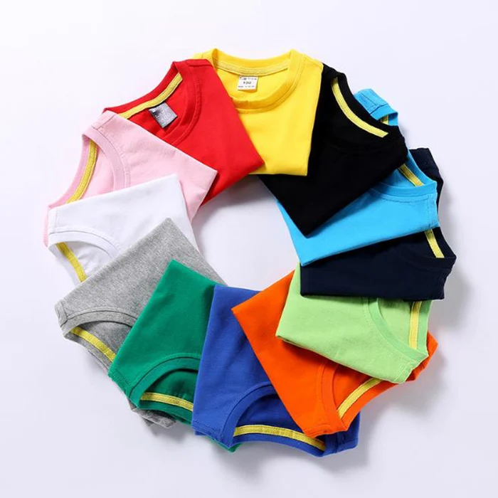 Summer Children Short Sleeved Solid Color T shirt Boys Girls Casual Pure Cotton Children T-shirt