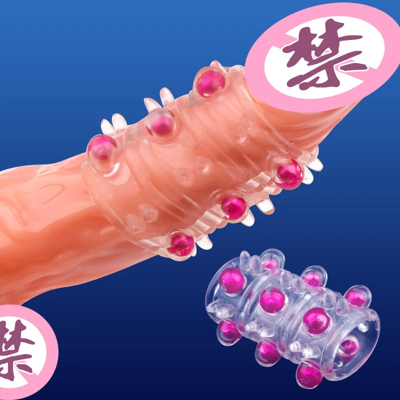 High Elasticity Reusable Penis Extender Sleeve Crystal Condom Delay Ejaculation Penis Sex Toys For Men Intimate Goods