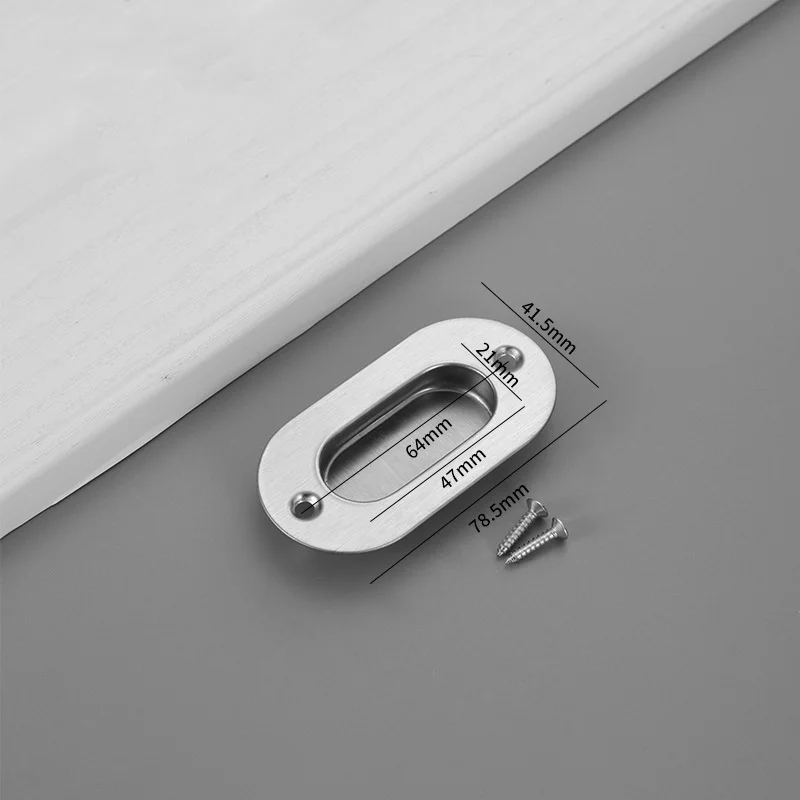 Oblong Sliding wheel door built in hidden pull round square stainless steel slide door oval handle