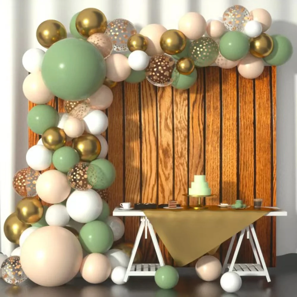 Mint green white metallic latex balloon garland arch kit with confetti balloons for birthday wedding Event party decor supplies