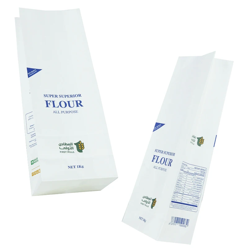 1kg 5kg 20kg 25kg White Kraft Paper Custom Eco Friendly Packaging Bread Tapioca Package Packet Wheat Maize Kraft Flour Paper Bag
