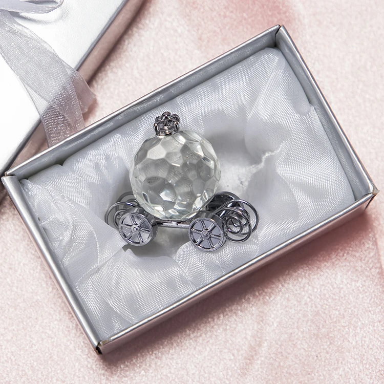 Factory manufacturing Baby shower gift souvenirs Crystal glass Pumpkin carriage wedding Silver crystal Cinderella carriage