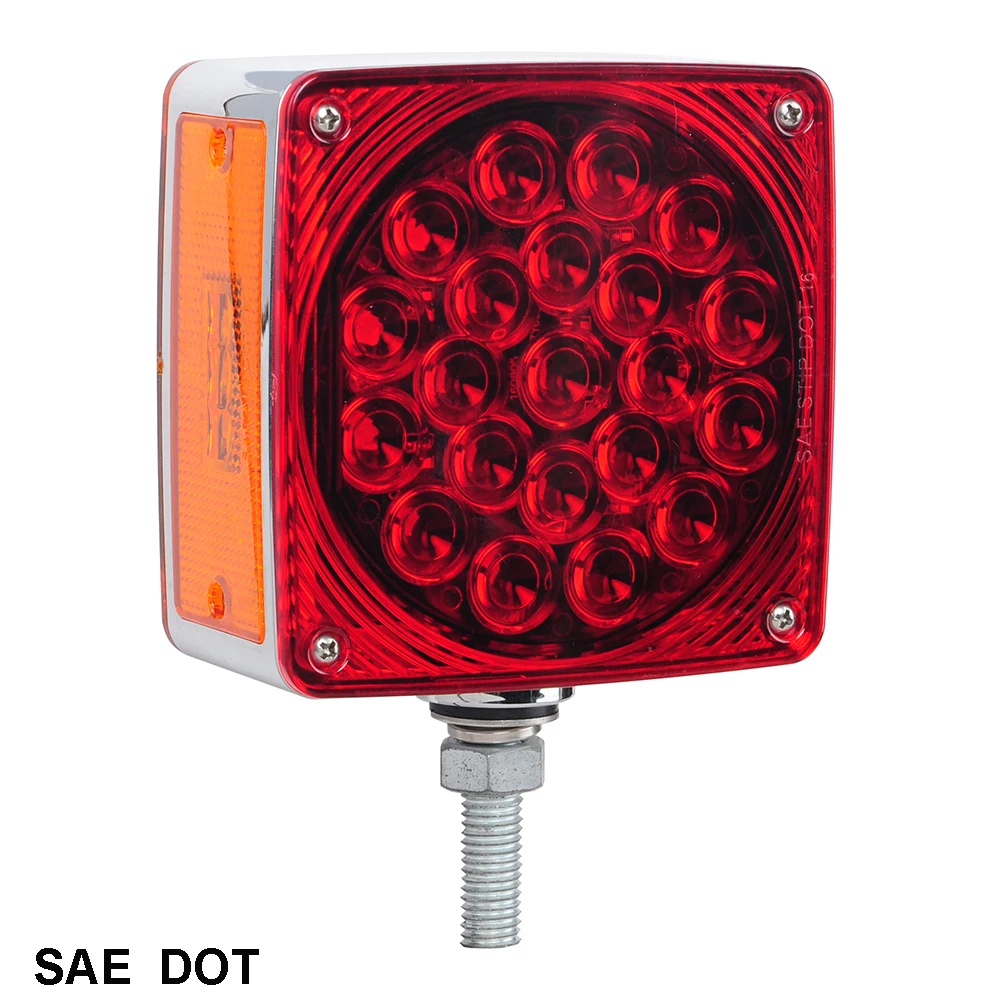 LED Square Dual Face Park Turn Light W/ Side Marker Pedestal Mount light