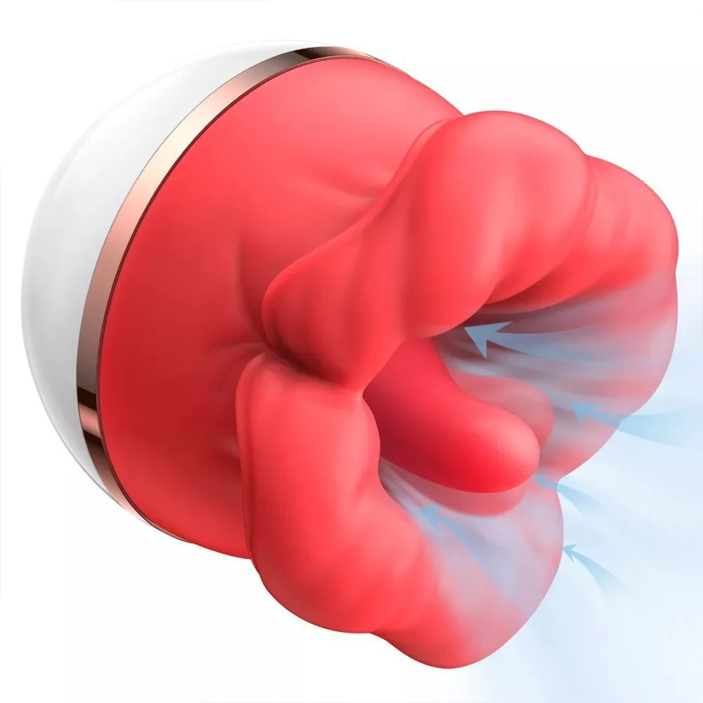 Automatic Female Tongue and Lip Vibrator Red Lip Sex Toy for Body Use with Massage Gun Features