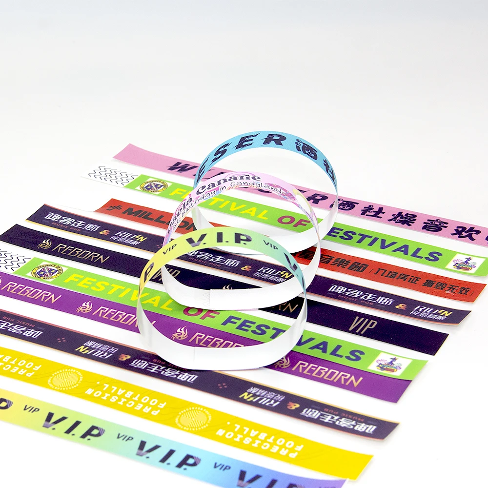 Custom Logo Tickets Disposable Wristband Waterproof Tyvek Ticket Printer Event Paper Wristbands Bracelet