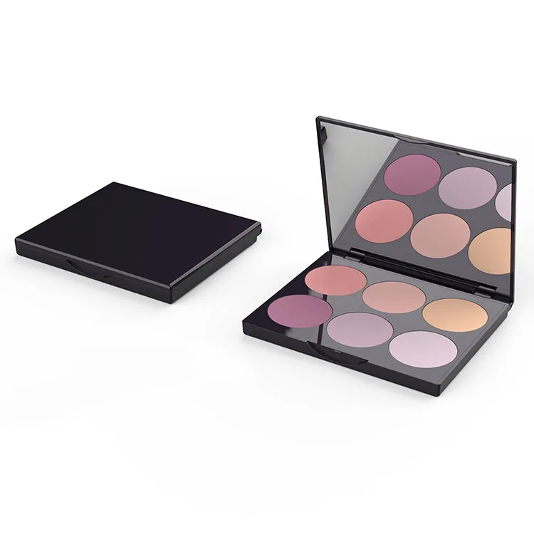 Cosmetic Foundation Case Compact Powder Packaging square clear makeup blush palette case blush empty paper custom logo