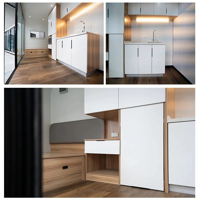 Portable Mini Cabin House Outdoor Living Space for Camping and Hiking Modern Design with Windows White Natural