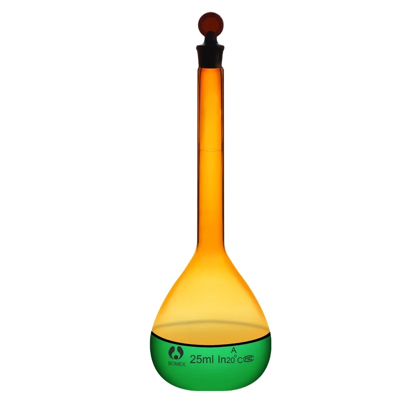 Brown volumetric bottles flask for laboratory use