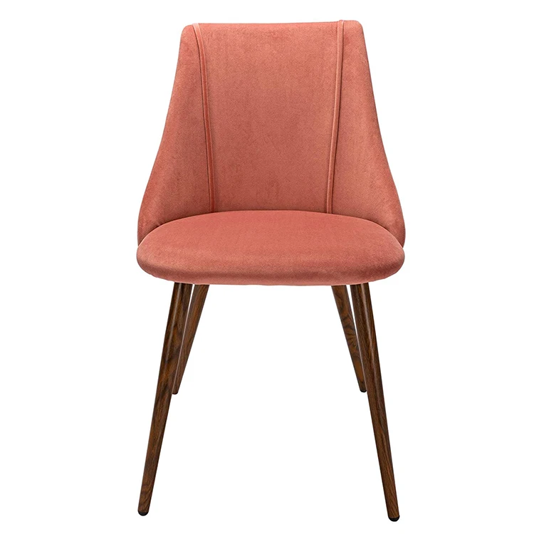 Стул для столовой с бархатным тканевым сиденьем, металлические ножки под дерево для дома, кухни, столовой
