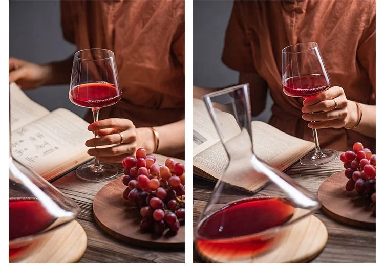 Telsen 500-650ml Creative Square Ultra-Thin Burgundy Red Wine Glasses Cocktails Stemware Glass Kitchen Family Wine Drinking Gobl