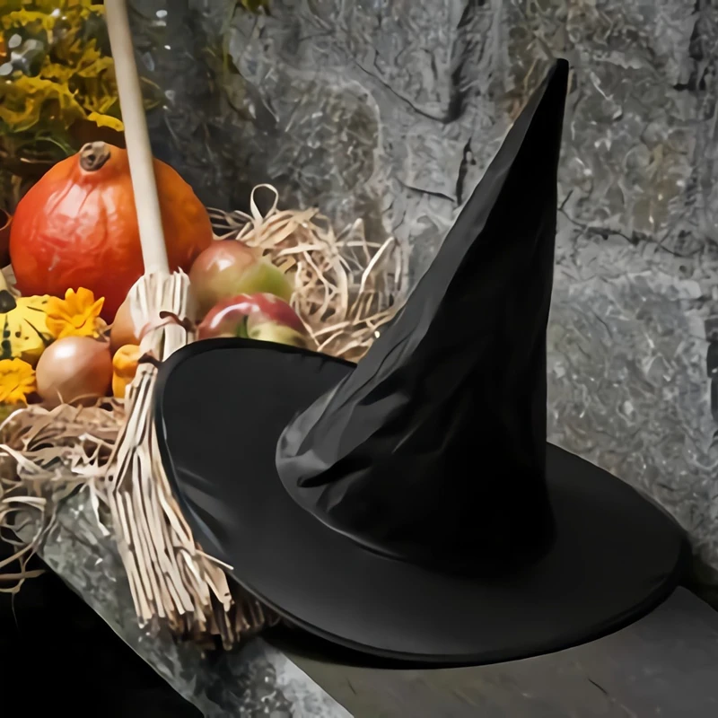 Black Witch Hat Cape Halloween Costume Wizard Cape Witch Cloak Hat  for Kids