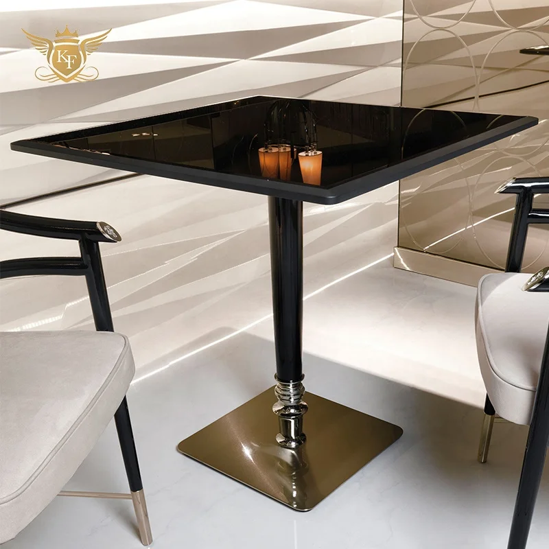 Foshan Light Luxury outdoor marble Stainless Steel discussion negotiation Table And Chairs restaurant table set for Sale