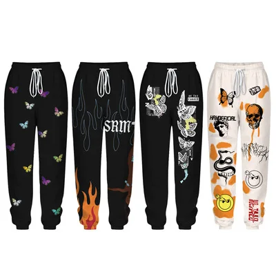 Casual Loose Track Pants High Waist Women Sweatpants Joggers Streetwear Printing Butterfly Sweatpants In Bulk