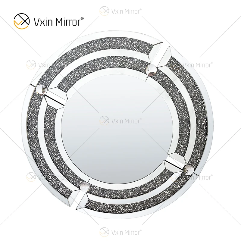 WXM-1130 стены декора серебряные круглые измельченной бриллиантовой коричневая стена подвесное зеркало
