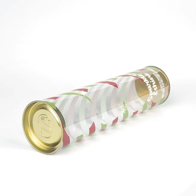 Plastic Cylinder Tube Printed Packaging Clear Round PVC Plastic Boxes With Tin Lid