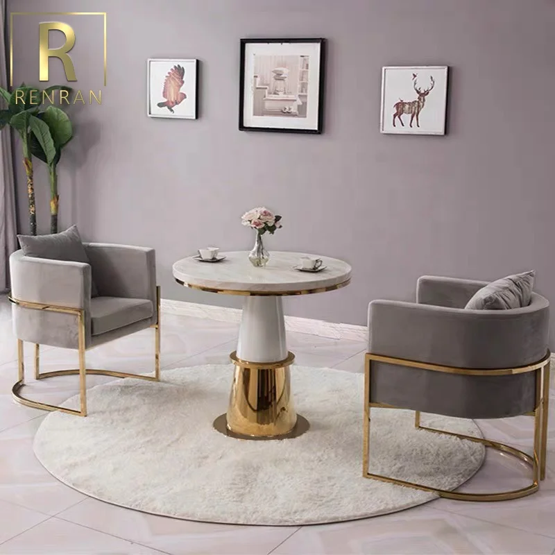 Popular Luxury Marble Top Gold Hotel Lobby Table Coffee Table Lounge Furniture