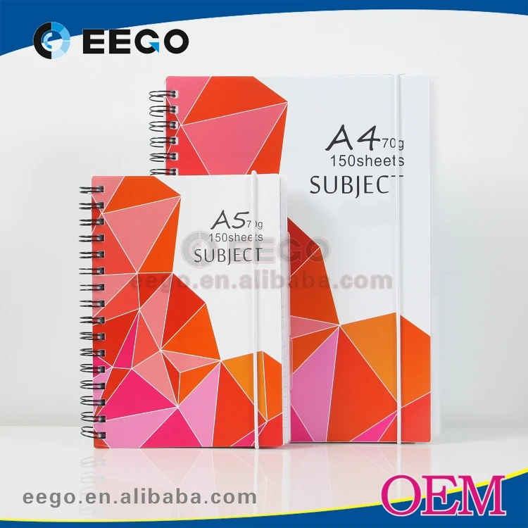 High Quality Note Book College Ruled 150 School Sheets 300 pages A4 A5 Subject Spiral Notebook With Elastic Band
