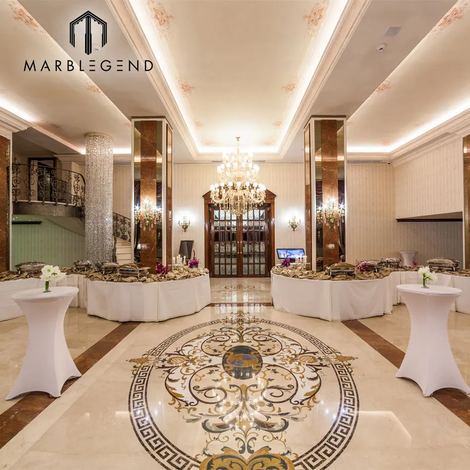 
Hotel Lobby Beautiful and Classic flower pattern Water Jet Medallion Interior Design 