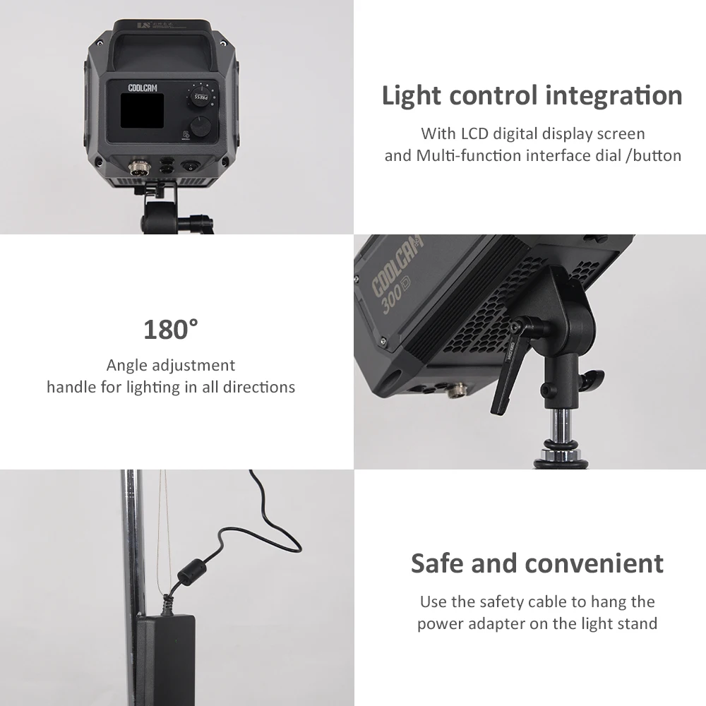 COOLCAM 300W COB Spotlight Broadcast Studio Photographic Live Camera LED Video Light Film Lighting Equipment