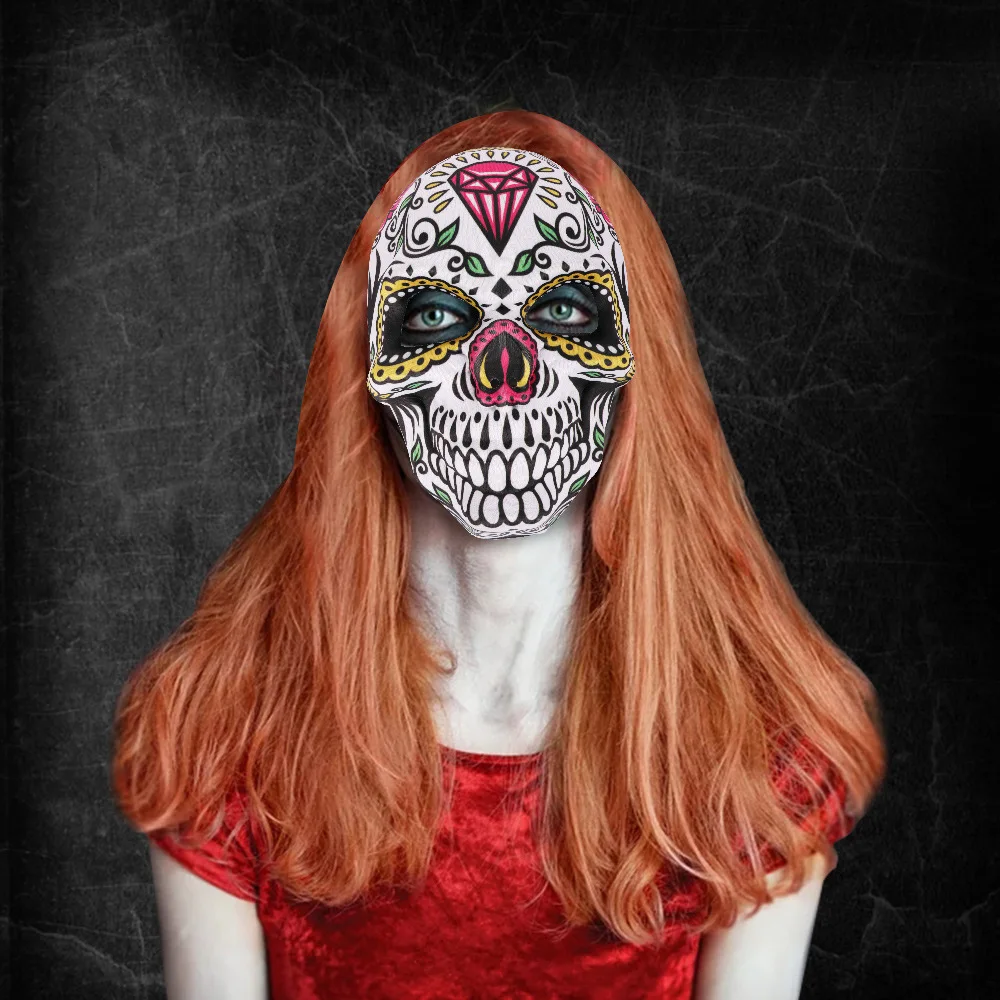 2023 Best selling New Halloween Mexican Day of The Dead Cosplay Skull Mask Print EVA Party Masks
