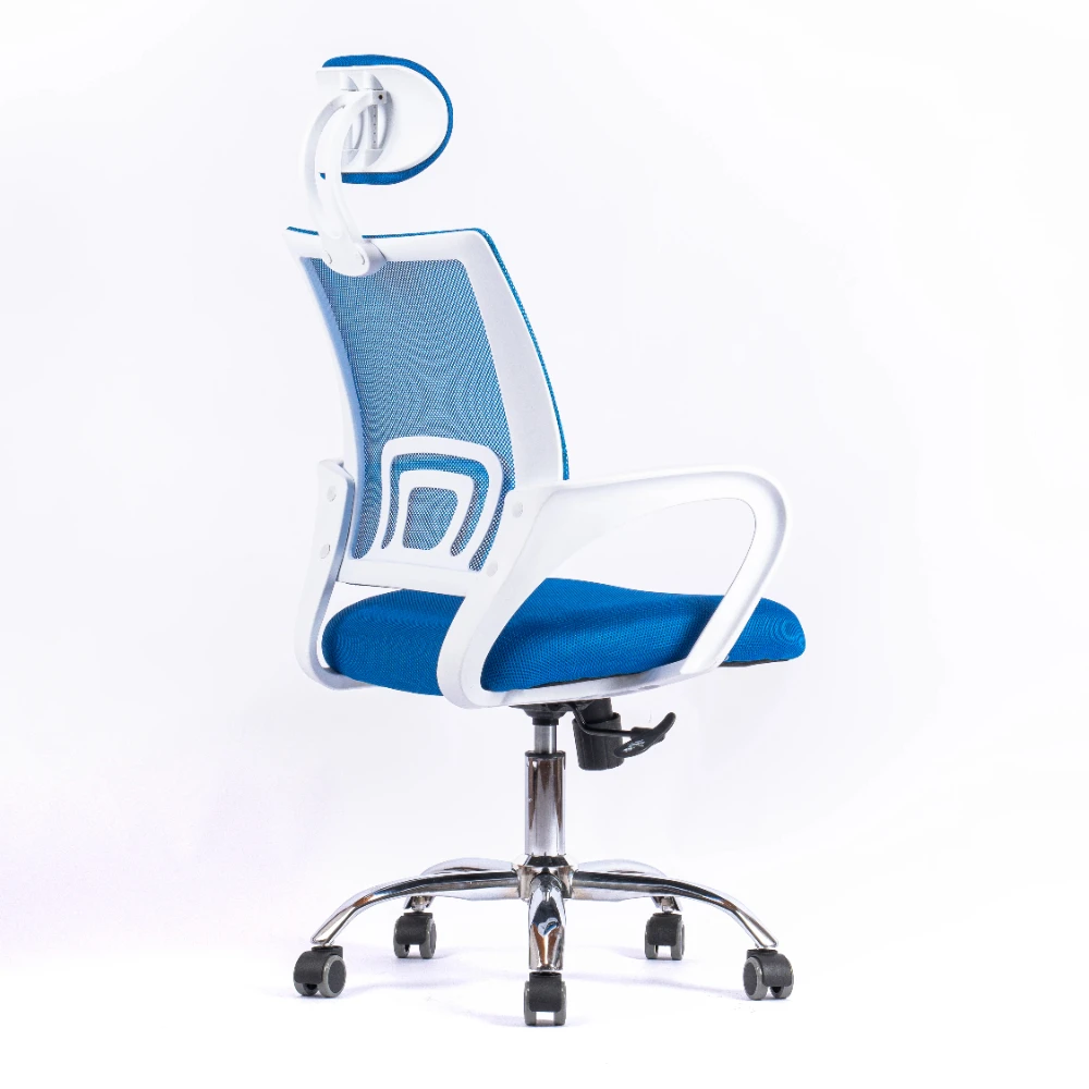 China Foshan Furniture High Back Ergonomic Home Office Chairs Nylon Base Blue Executive Computer Desk Chair
