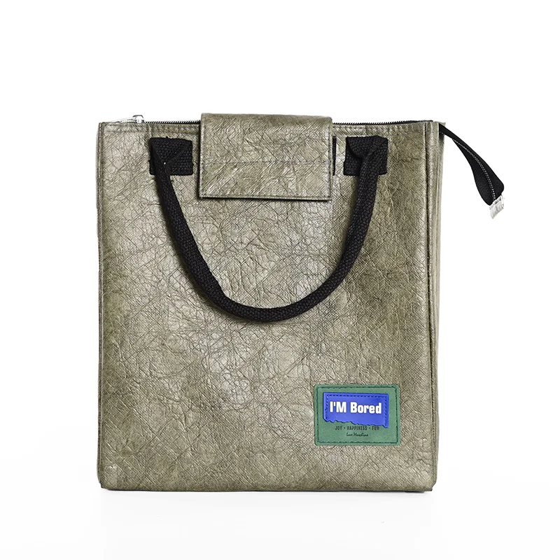 New Product Thermal Insulated Grocery Cool Carry Hard Small Blackish Green tyvek paper Cooler Lunch Bag