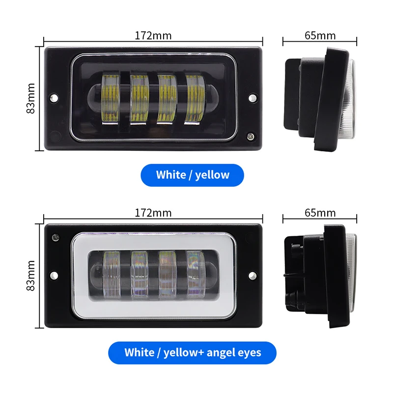 Hearxin 6 inch White Yellow Angel Eyes Fog Lamp 12V 24V LED DRL Driving Lights 40w Fog Light For Lada  For Kamaz