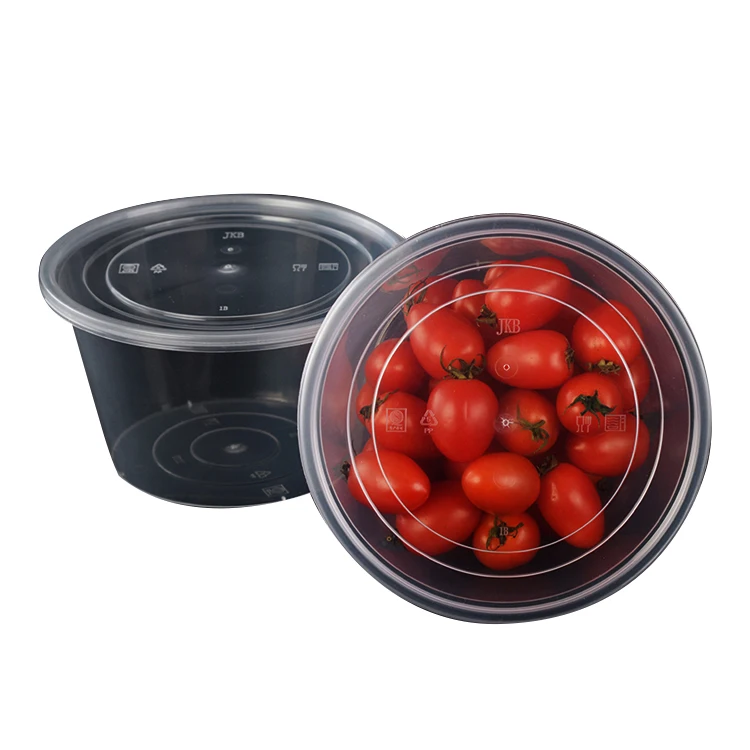 1000ml Round plastic lunch boxes take away disposable food storage containers