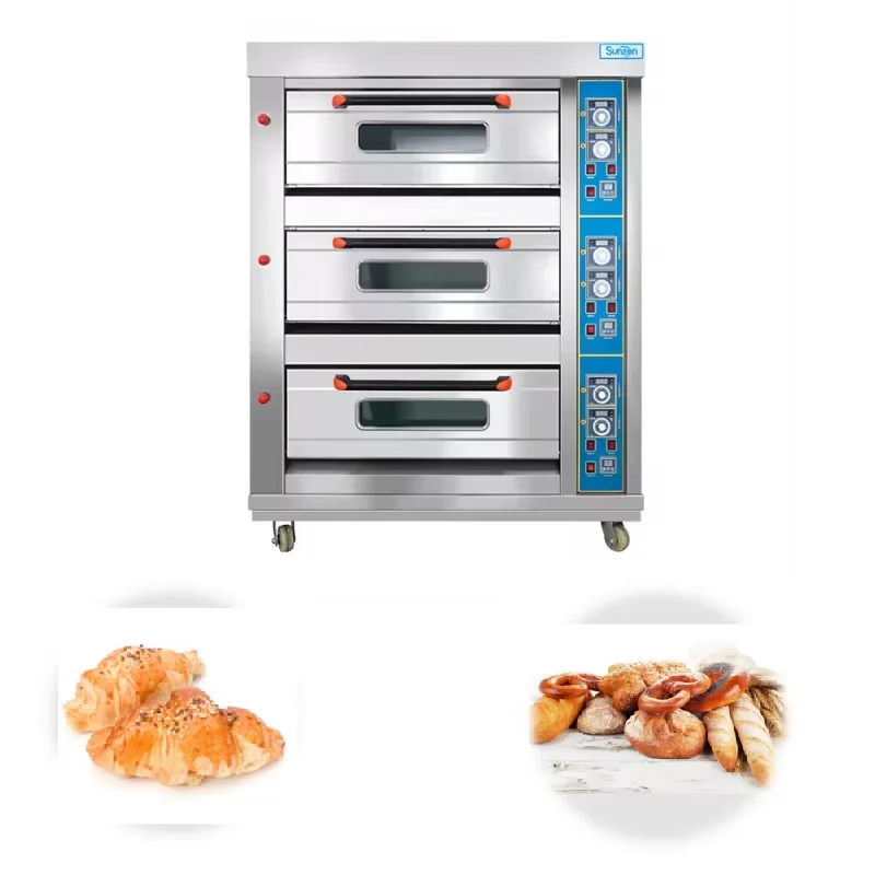 XZQ 36 Stainless Steel 3 Deck 6 Tray Commercial Gas Oven for Industrial Hotel Use Perfect for Bread Pastries and French Breads