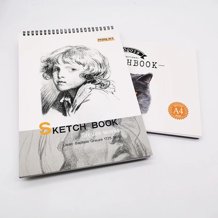 Hardcover 40 Sheets Student Kraft Drawing Sketch Book A4 Personalized Spiral Notebooks For Gift