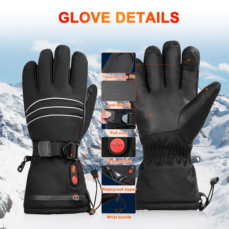 USB Rechargeable Heating Gloves Winter Touchscreen Women and Men Warm Gloves for Motorcycle Fishing Hiking Cycling Skiing