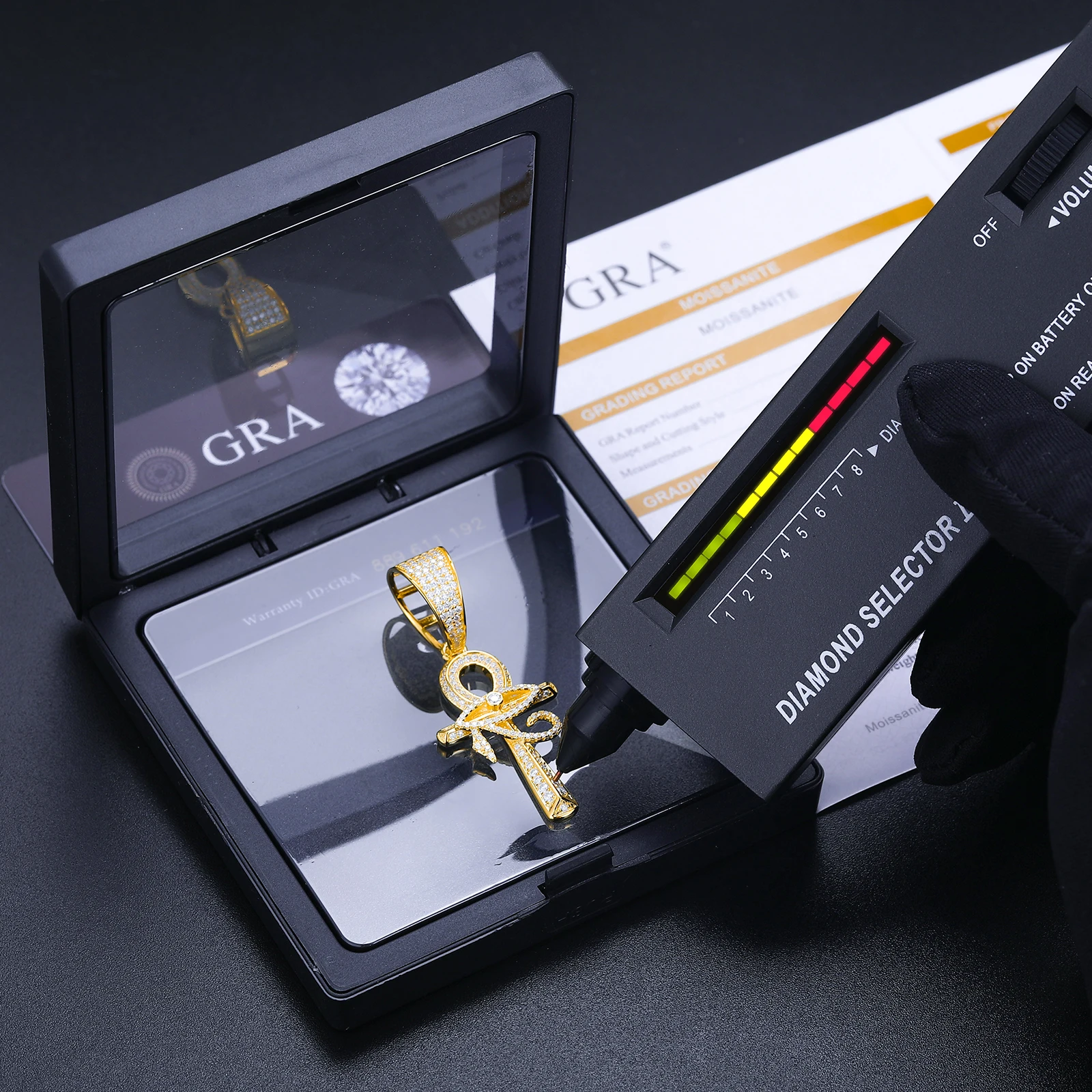 GRA Certified Vvs Moissanite Men Women Jewelry 925 Sterling Silver Diamond Iced Out Evil Eye Ankh Cross Pendant