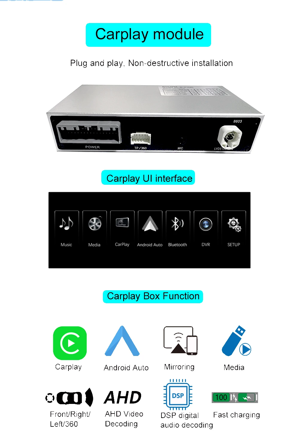 Magic Box Carplay Android Auto For Jaguar F-TYPE/Jaguar XF/Jaguar XE 2012-2018 USB Navigation DSP Ai Box Wireless Radio Carplay