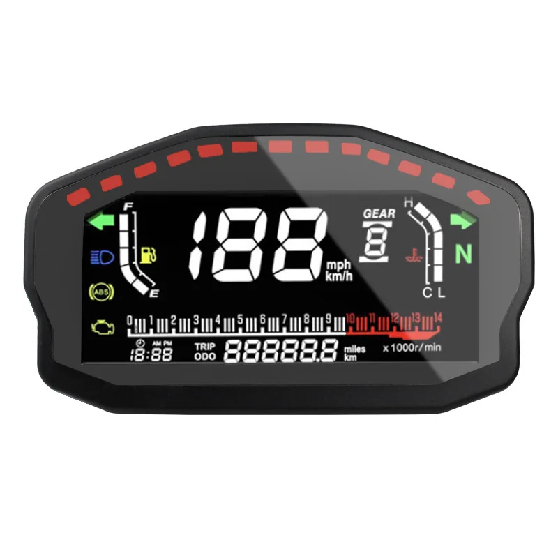 Modified Motorcycle LCD Speedometer Gauge Digital Display Tachometer Water Temperature Gauge