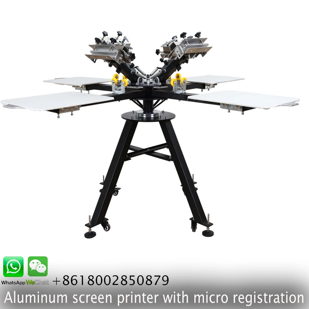 Micro-registered 4-color rotary silk t-shirt screen printing machine suit 4 colour screen printing machine
