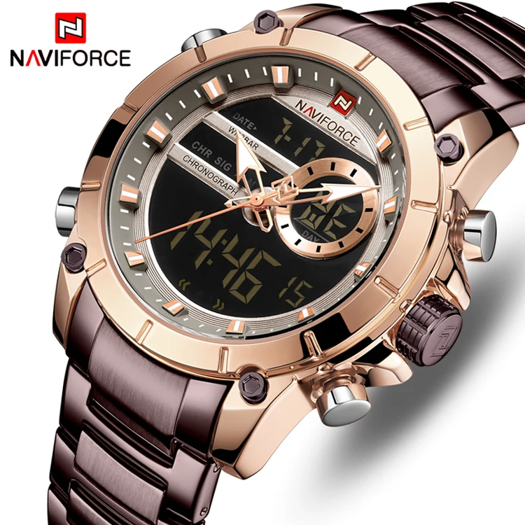  Часы наручные NAVIFORCE Мужские кварцевые Топ 9163 роскошные брендовые аналоговые светодиодные спортивные армейские в стиле